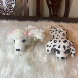 Unipak Plush Dogs Lot Poodle & Dalmatian Stuffed Animals 8" Soft‎ Toys Cute Set